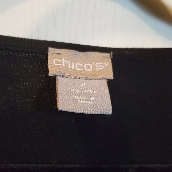 Chico’s Lightweight Classic Black Sweater with button sleeves – Size 2  M/L - Picture 4 of 5
